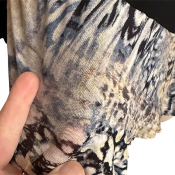 Cable & Gauge Black Sheer Mesh Tiered Front 3/4 Sleeve High Low Top Size S - Picture 8 of 11